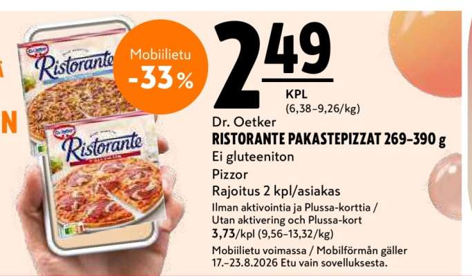 Dr. Oetker RISTORANTE PAKASTEPIZZAT 269–390 g