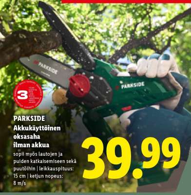 PARKSIDE Akkukäyttöinen oksasaha ilman akkua