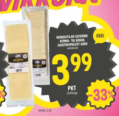 HERKKUTILAN CATERING KERMA- TAI GOUDA JUUSTOVIIPALEET 600G