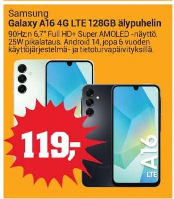 Samsung Galaxy A16 4G LTE 128GB älypuhelin