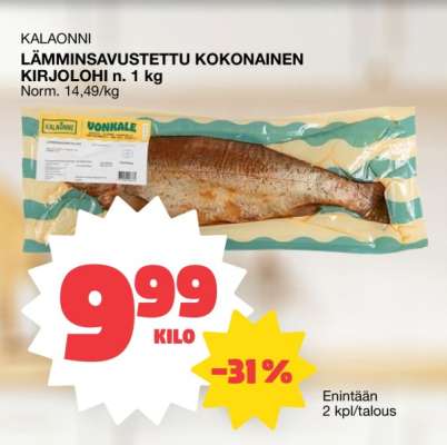 KALAONNI Lämminsavustettu kokonainen kirjolohi