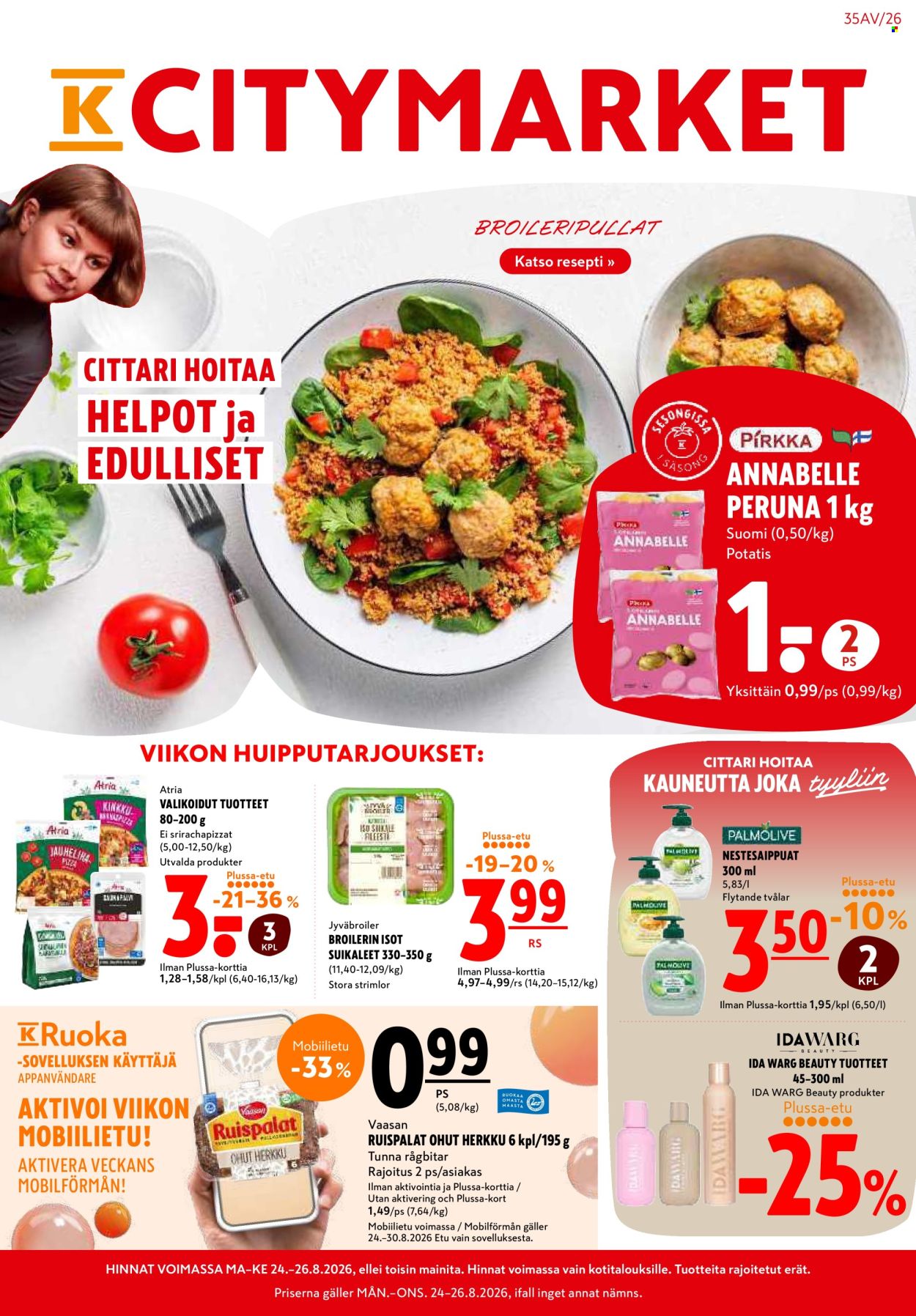 K-citymarket tarjouslehti  - 24.08.2026 - 26.08.2026. Sivu 1