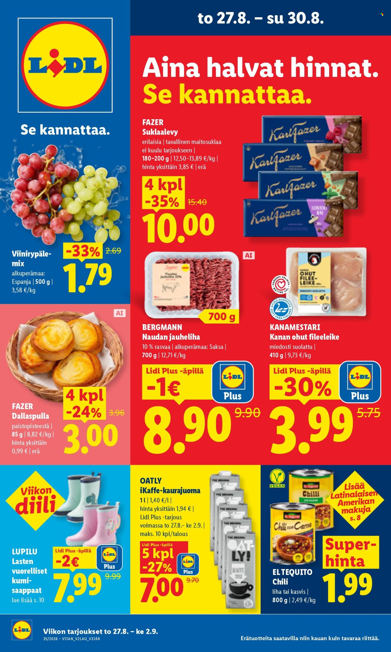 Lidl tarjouslehti  - 27.08.2026 - 30.08.2026. Sivu 1