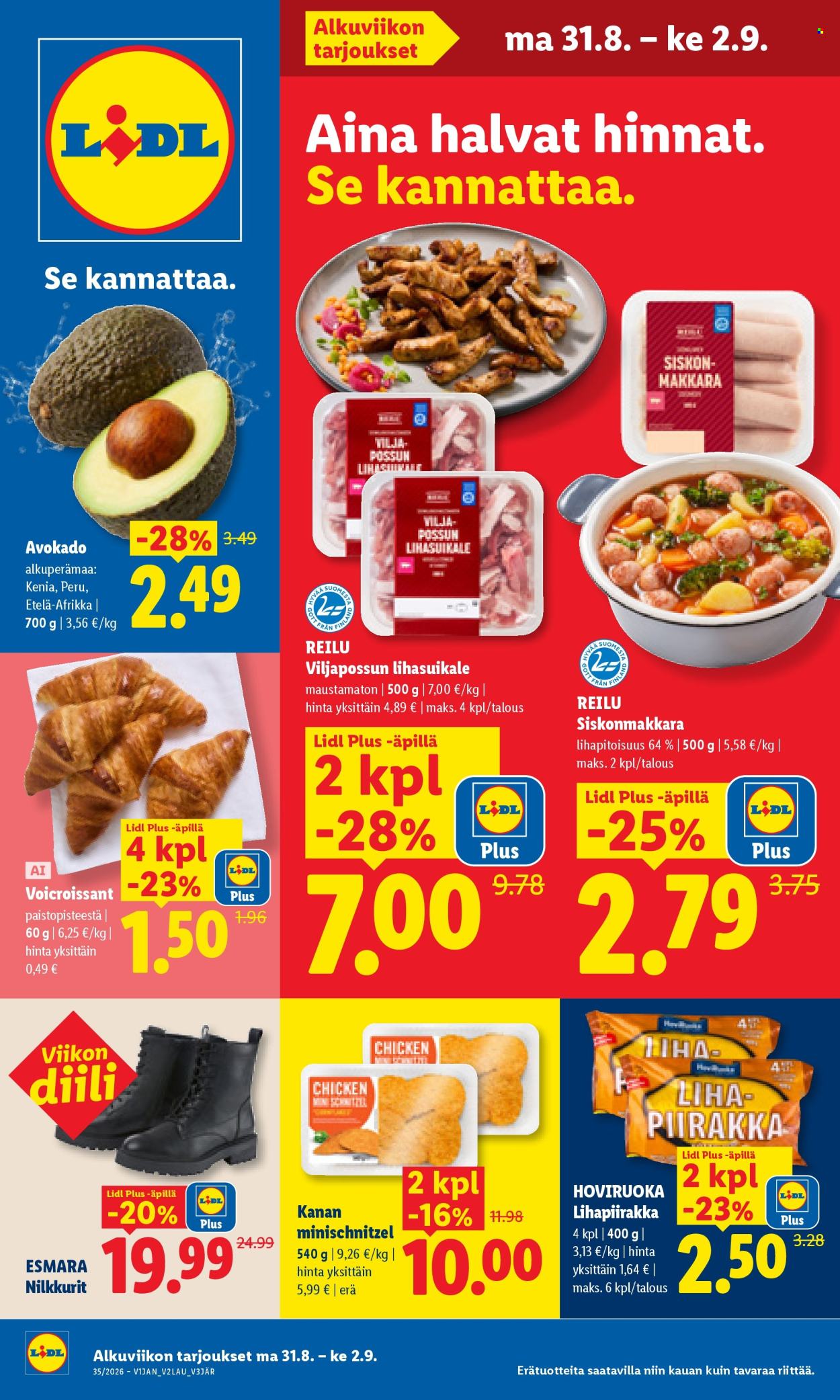 Lidl tarjouslehti  - 31.08.2026 - 02.09.2026. Sivu 1