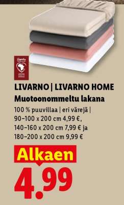 LIVARNO / LIVARNO HOME Muotoonommeltu lakana