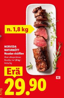 NORVIDA NATURKÖTT Naudan sisäfilee