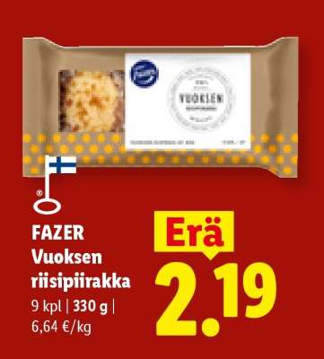 FAZER Vuoksen riisipiirakka