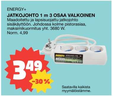 JATKOJOHTO 1 m 3 OSAA VALKOINEN