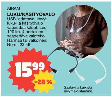 AIRAM LUKU/KÄSITYÖVALO