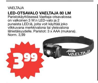 LED-OTSAVALO VAELTAJA 80 LM