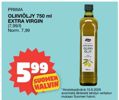 PRIIMA OLIIVIÖLJY 750 ml EXTRA VIRGIN