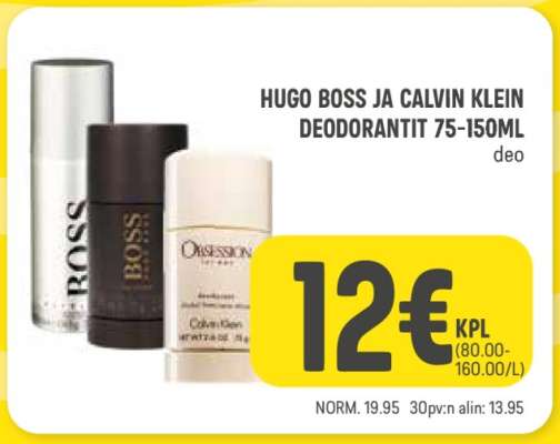 HUGO BOSS JA CALVIN KLEIN DEODORANTIT 75-150ML