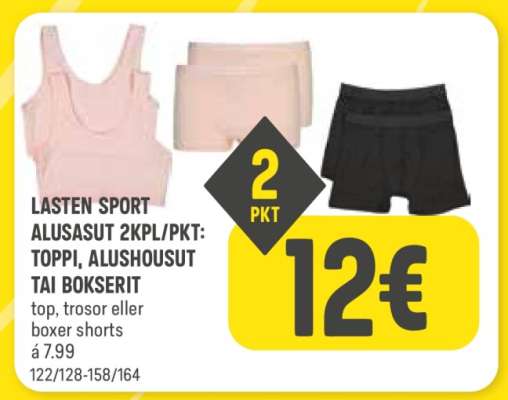 LASTEN SPORT ALUSASUT 2KPL/PKT