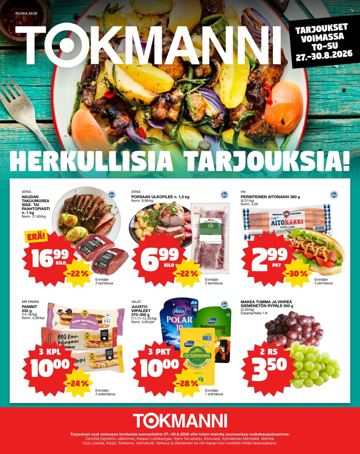 Tokmanni tarjouslehti  - 27.08.2026 - 30.08.2026. Sivu 1