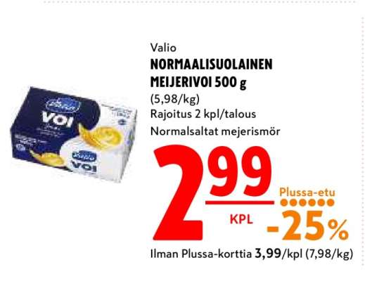 Valio NORMAALISUOLAINEN MEIJERIVOI 500 g