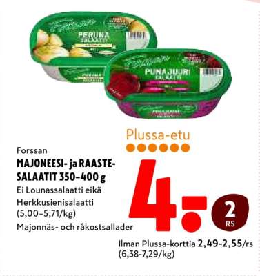 Forssan MAJONEESI- ja RAASTE-SALAATIT 350-400 g