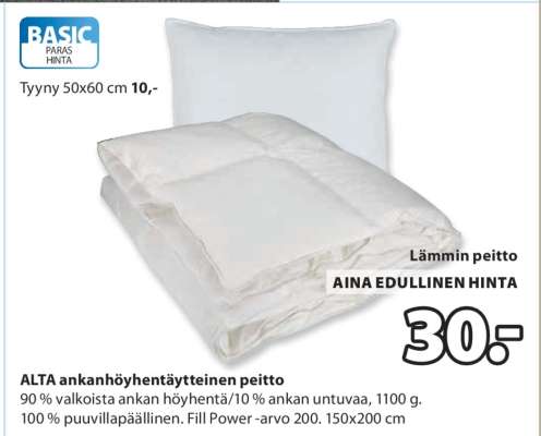 ALTA ankanhöyhentäytteinen peitto