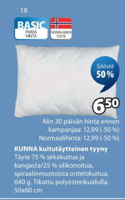 KUNNA kuitutäytteinen tyyny
