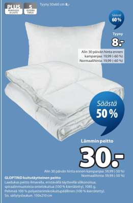 GLOPTIND kuitutäytteinen peitto
