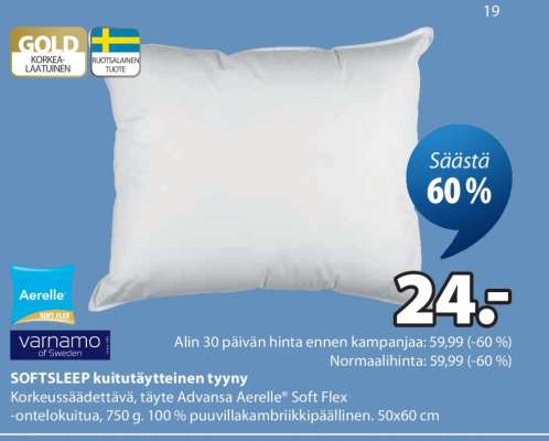 SOFTSLEEP kuitutäytteinen tyyny