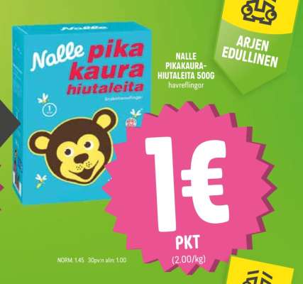 Nalle Pikakaura-hiutaleita 500g