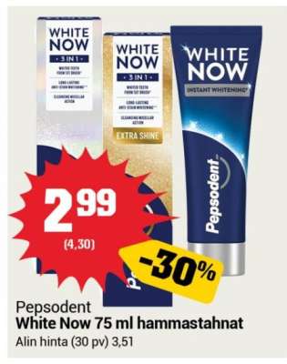 Pepsodent White Now 75 ml hammastahnat