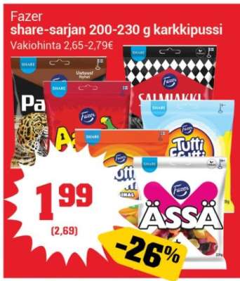 Fazer share-sarjan 200-230 g karkkipussi