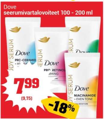 Dove seerumivartalovoiteet 100 - 200 ml