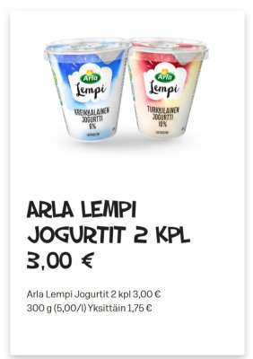 ARLA LEMPI JOGURTIT 2 KPL