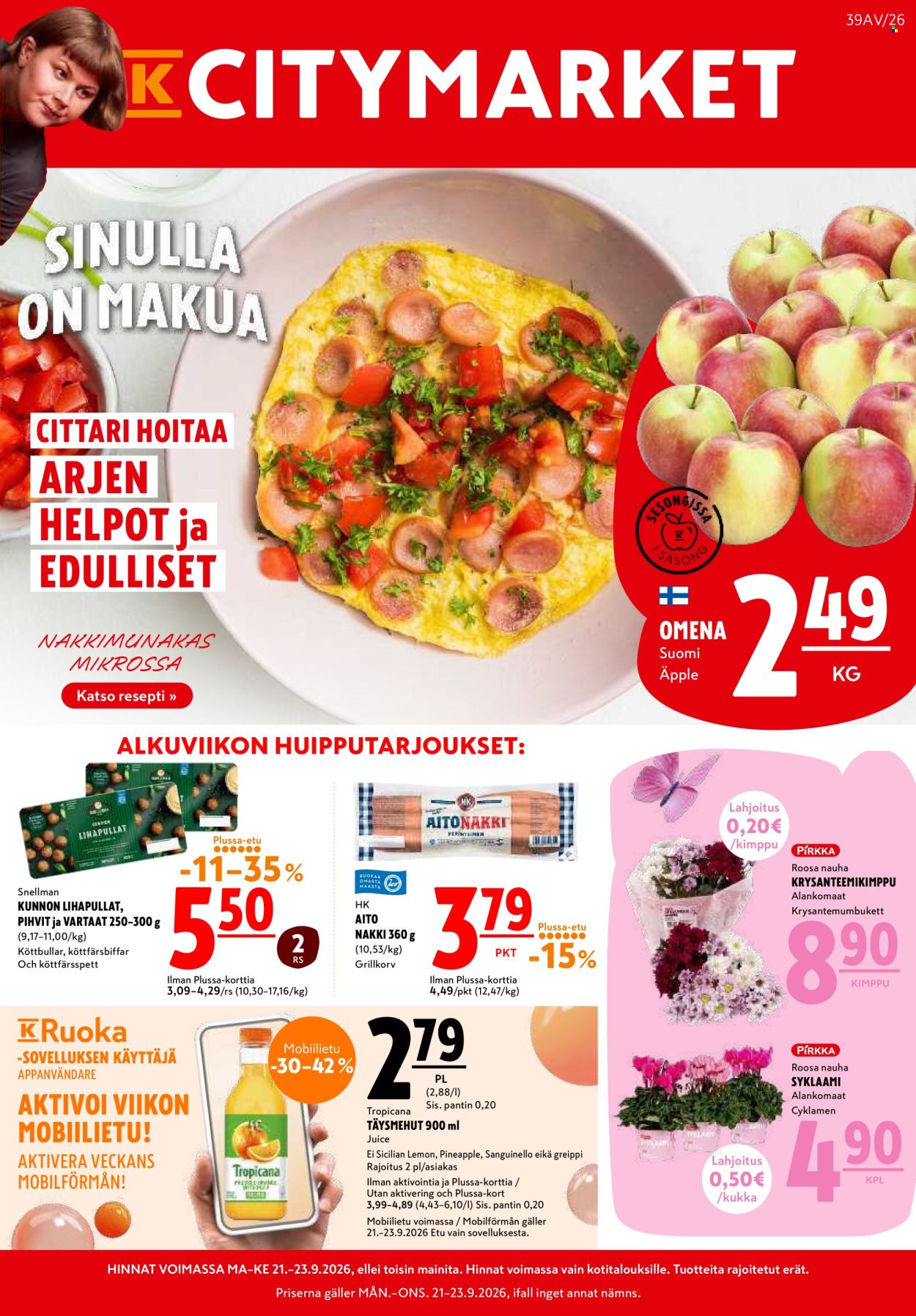 K-citymarket tarjouslehti  - 21.09.2026 - 23.09.2026. Sivu 1