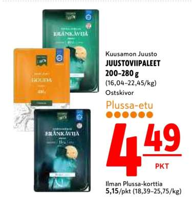 Kuusamon Juusto JUUSTOVIIPALEET 200–280 g