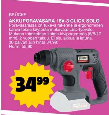 BRÜCKE AKKUPORAVASARA 18V-3 CLICK SOLO