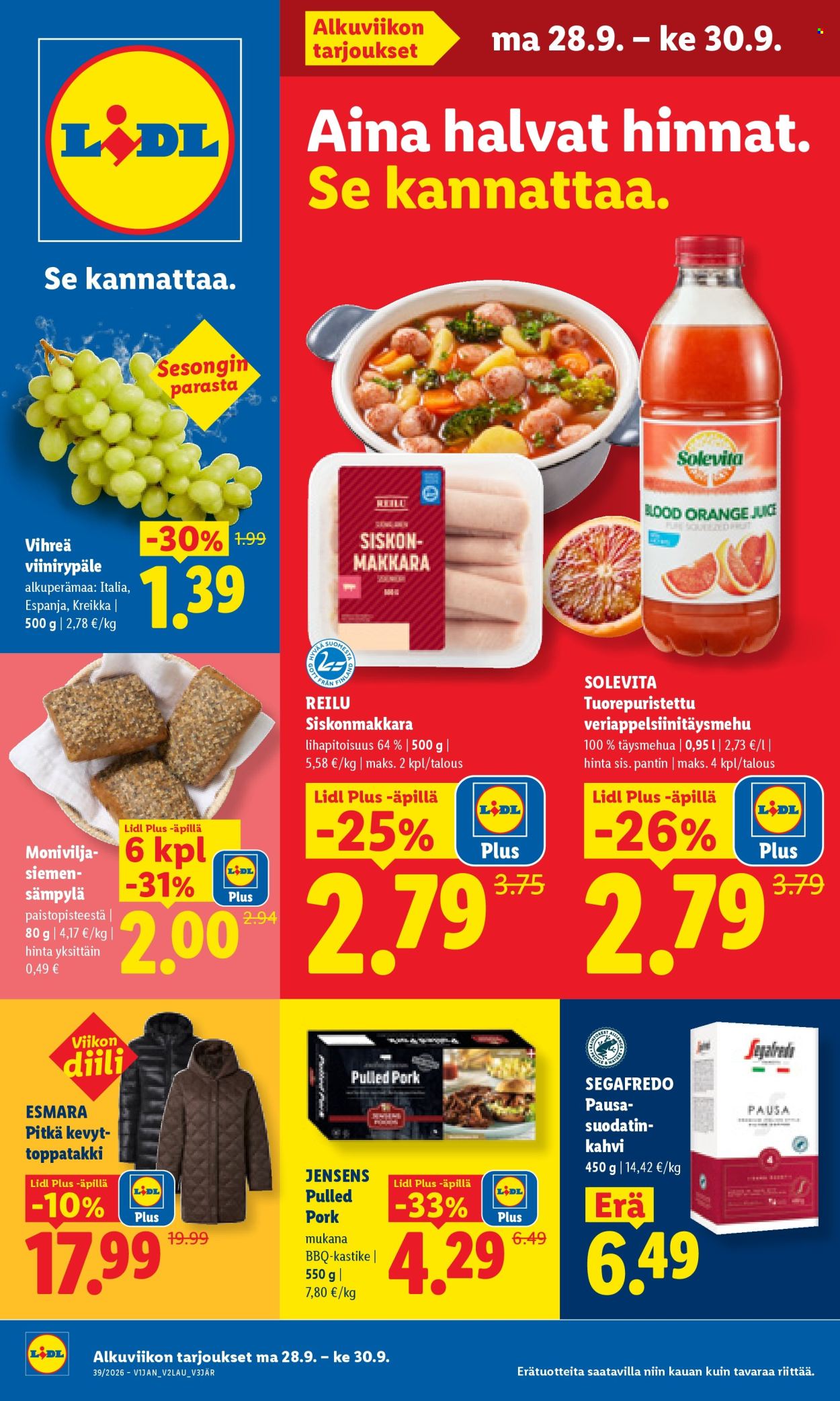 Lidl tarjouslehti  - 28.09.2026 - 30.09.2026. Sivu 1