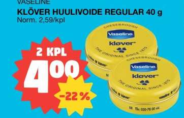 KLÖVER HUULIVOIDE REGULAR 40 g