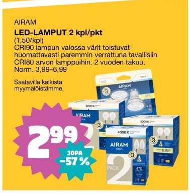 AIRAM LED-LAMPUT 2 kpl/pkt