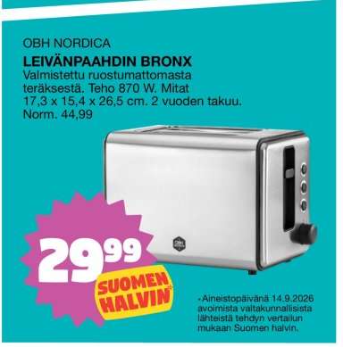 OBH NORDICA LEIVÄNPAAHDIN BRONX
