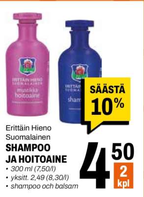 Erittäin Hieno Suomalainen Shampoo ja Hoitoaine
