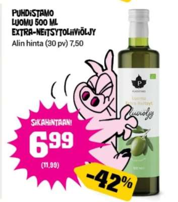 Puhdistamo Luomu 500 ml extra-neitsytoliiviöljy
