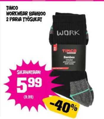 TIMCO WORKWEAR BAMBOO 2 PARIA TYÖSUKAT