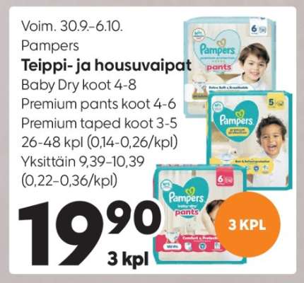 Pampers TEIPPI- ja HOUSUVAIPAT