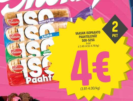VAASAN ISOPAHTO PAAHTOLEIVÄT 500-525G