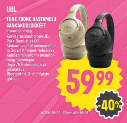 TUNE 780NC VASTAMELU SANKAKUULOKKEET