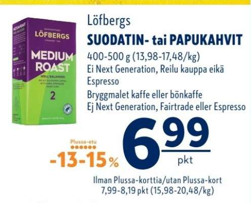 Löfbergs SUODATIN- tai PAPUKAHVIT