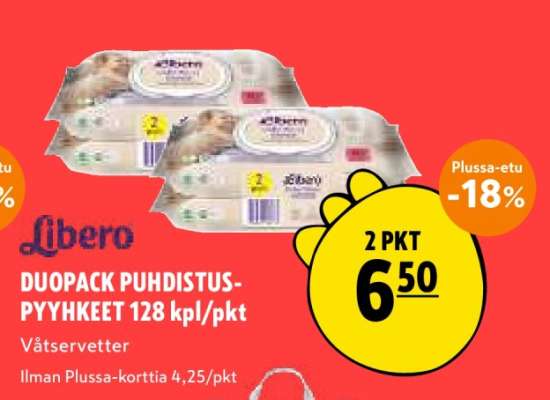 Libero DUOPACK PUHDISTUS-PYYHKEET 128 kpl/pkt
