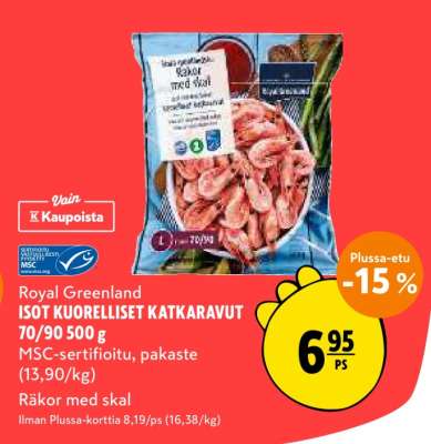 Royal Greenland ISOT KUORELLISET KATKARAVUT 70/90 500 g