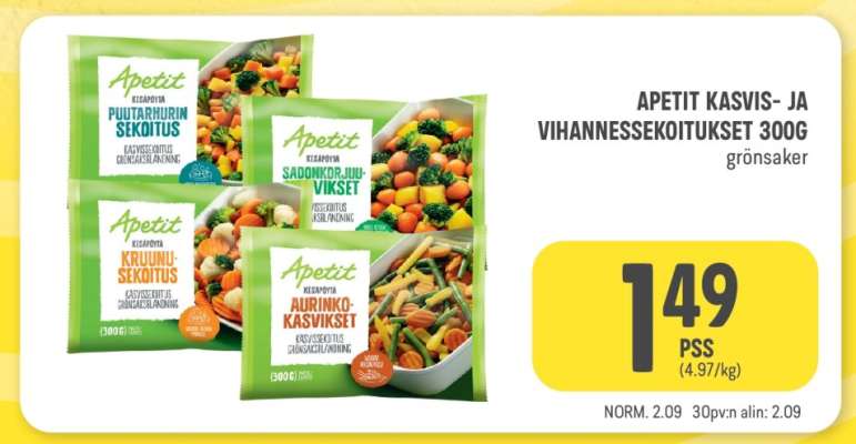 Apetit Kasvis- ja Vihannessekoitukset 300g