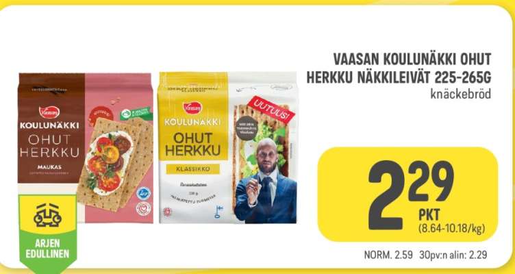 VAASAN KOULUNÄKKI OHUT HERKKU NÄKKILEIVÄT 225-265G