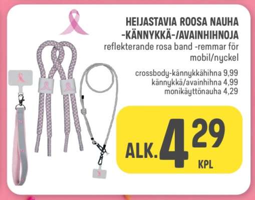HEIJASTAVIA ROOSA NAUHA -KÄNNYKKÄ-/AVAINHIHNOJA