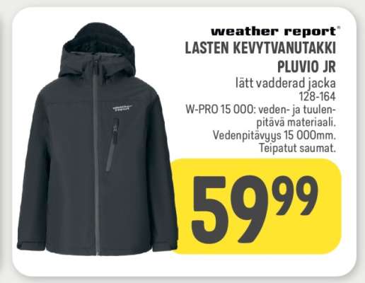 weather report LASTEN KEVYTVANUTAKKI PLUVIO JR
