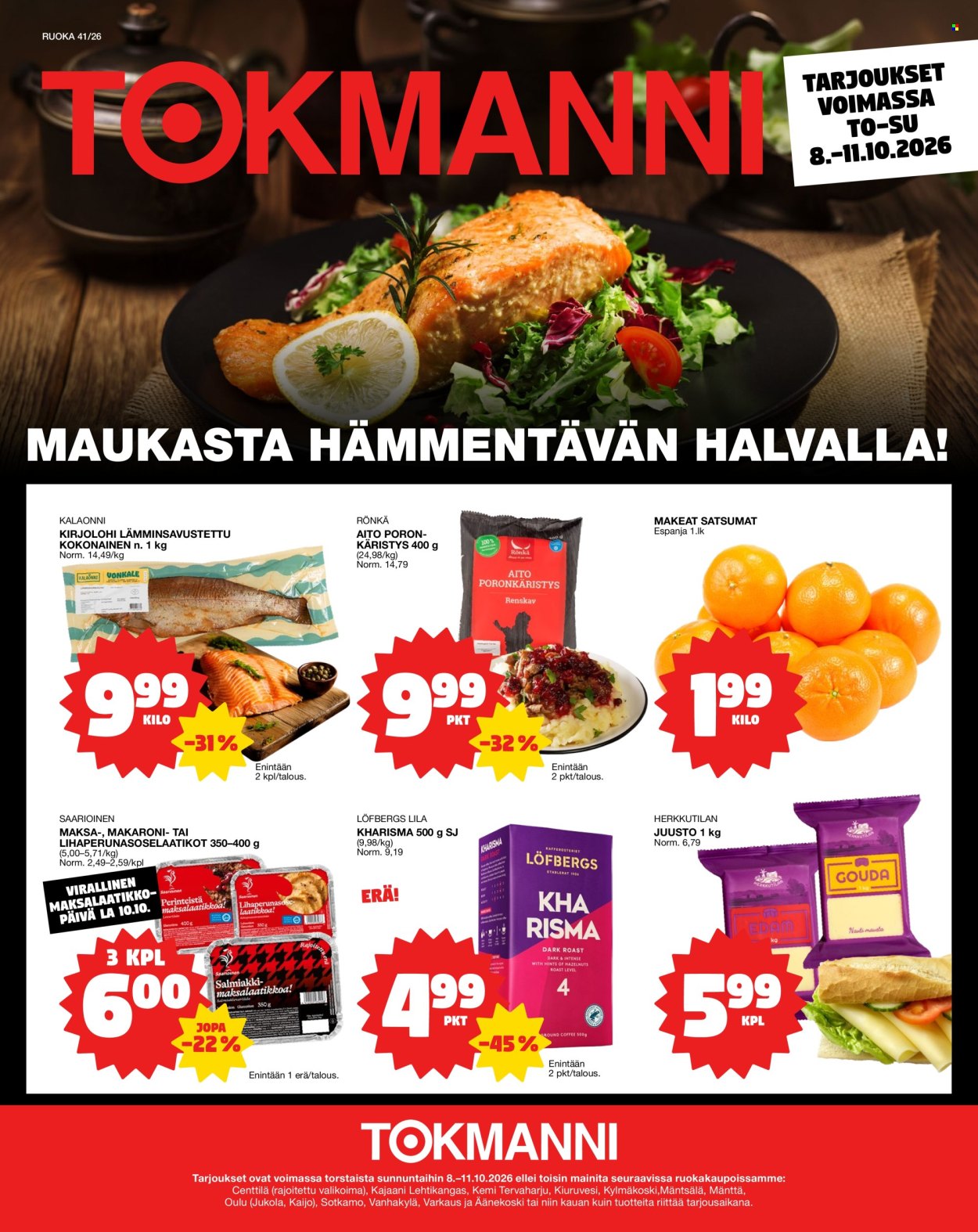 Tokmanni tarjouslehti  - 08.10.2026 - 11.10.2026. Sivu 1